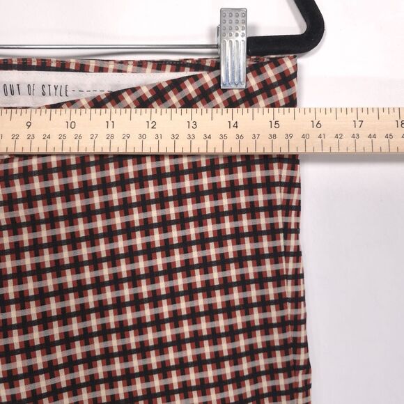 ALYSI Women’s Pants Size 12 Plaid Check Gingham ITALY MADE Skinny Straight Brown - Picture 3 of 12